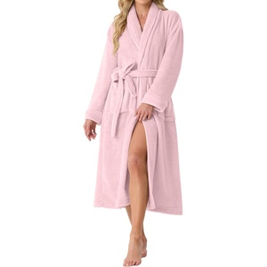 image:imagePrinStory Womens Robe Long Fluffy Fleece BathrobePink