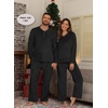 image:imagePrinStory Couples Matching Fleece Pajama Set for Women amp Men Warm SleepwearBlack