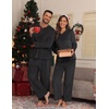 image:imagePrinStory Couples Matching Fleece Pajama Set for Women amp Men Warm SleepwearBlack