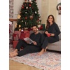 image:imagePrinStory Couples Matching Fleece Pajama Set for Women amp Men Warm SleepwearBlack