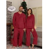 image:imagePrinStory Couples Matching Fleece Pajama Set for Women amp Men Warm SleepwearDark Red