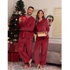 image:imagePrinStory Couples Matching Fleece Pajama Set for Women amp Men Warm SleepwearDark Red