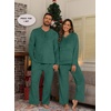 image:imagePrinStory Couples Matching Fleece Pajama Set for Women amp Men Warm SleepwearGreen