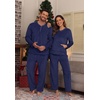 image:imagePrinStory Couples Matching Fleece Pajama Set for Women amp Men Warm SleepwearNavy Blue
