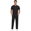 image:imagePrinStory Mens Short Sleeve Outfits Henley Waffle Tracksuit S3XLBlack