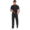 image:imagePrinStory Mens Short Sleeve Outfits Henley Waffle Tracksuit S3XLBlack