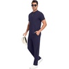 image:imagePrinStory Mens Short Sleeve Outfits Henley Waffle Tracksuit S3XLNavy Blue