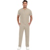 image:imagePrinStory Mens Short Sleeve Outfits Henley Waffle Tracksuit S3XLOatmeal