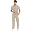 image:imagePrinStory Mens Short Sleeve Outfits Henley Waffle Tracksuit S3XLOatmeal