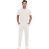 image:imagePrinStory Mens Short Sleeve Outfits Henley Waffle Tracksuit S3XLWhite