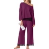 image:imagePrinStory Pajamas for Women Set 2 Piece Compy Fall PjsJam Purple
