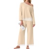 image:imagePrinStory Pajamas for Women Set 2 Piece Compy Fall PjsLight Apricot