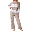 image:imagePrinStory Pajamas for Women Set Striped Pjs Set with PocketsFpapricot Khaki Sp