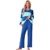 image:imagePrinStory Pajamas for Women Set Striped Pjs Set with PocketsFpblue Green Stripe