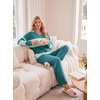 image:imagePrinStory Pajamas for Women Set Striped Pjs Set with PocketsFpdark Light Green Sp