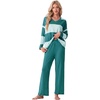 image:imagePrinStory Pajamas for Women Set Striped Pjs Set with PocketsFpdark Light Green Sp