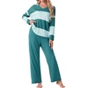 image:imagePrinStory Pajamas for Women Set Striped Pjs Set with PocketsFpdark Light Green Sp