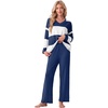 image:imagePrinStory Pajamas for Women Set Striped Pjs Set with PocketsFpnavy Blue Wt Stripe