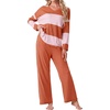 image:imagePrinStory Pajamas for Women Set Striped Pjs Set with PocketsFporange Pink Stripe