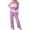 image:imagePrinStory Pajamas for Women Set Striped Pjs Set with PocketsFppurple Light Pink