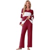 image:imagePrinStory Pajamas for Women Set Striped Pjs Set with PocketsFpwine Red Wt Stripe