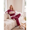 image:imagePrinStory Pajamas for Women Set Striped Pjs Set with PocketsFpwine Red Wt Stripe