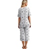 image:imagePrinStory Womens Pajama Set Short Sleeve Shirt and Capri Pants Sleepwear Pjs Set with PocketsBlack Star Gray