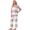 image:imagePrinStory Womens Pajama Sets Striped Pajama Set with PocketsFpapricot Khaki Sp