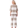 image:imagePrinStory Womens Pajama Sets Striped Pajama Set with PocketsFpapricot Khaki Sp
