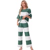 image:imagePrinStory Womens Pajama Sets Striped Pajama Set with PocketsFparmy Gn Apricot Sp