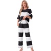 image:imagePrinStory Womens Pajama Sets Striped Pajama Set with PocketsFpblack White Stripe
