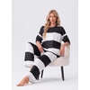 image:imagePrinStory Womens Pajama Sets Striped Pajama Set with PocketsFpblack White Stripe