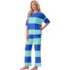 image:imagePrinStory Womens Pajama Sets Striped Pajama Set with PocketsFpblue Green Stripe