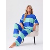 image:imagePrinStory Womens Pajama Sets Striped Pajama Set with PocketsFpblue Green Stripe