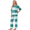 image:imagePrinStory Womens Pajama Sets Striped Pajama Set with PocketsFpdark Light Green Sp