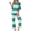 image:imagePrinStory Womens Pajama Sets Striped Pajama Set with PocketsFpdark Light Green Sp