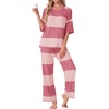image:imagePrinStory Womens Pajama Sets Striped Pajama Set with PocketsFpdark Light Pink Sp
