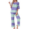 image:imagePrinStory Womens Pajama Sets Striped Pajama Set with PocketsFplight Green Pl Sp