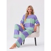 image:imagePrinStory Womens Pajama Sets Striped Pajama Set with PocketsFplight Green Pl Sp