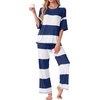 image:imagePrinStory Womens Pajama Sets Striped Pajama Set with PocketsFpnavy Blue Wt Stripe