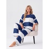 image:imagePrinStory Womens Pajama Sets Striped Pajama Set with PocketsFpnavy Blue Wt Stripe