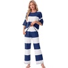 image:imagePrinStory Womens Pajama Sets Striped Pajama Set with PocketsFpnavy Blue Wt Stripe