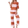 image:imagePrinStory Womens Pajama Sets Striped Pajama Set with PocketsFporange Pink Stripe