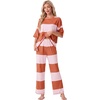 image:imagePrinStory Womens Pajama Sets Striped Pajama Set with PocketsFporange Pink Stripe