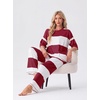 image:imagePrinStory Womens Pajama Sets Striped Pajama Set with PocketsFpwine Red Wt Stripe