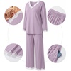 image:imagePrinStory Womens Pajamas Sets 2 Piece V Neck Pj Set with Lace TrimBlack