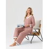 image:imagePrinStory Womens Pajamas Sets 2 Piece V Neck Pj Set with Lace TrimDusty Pink