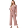 image:imagePrinStory Womens Pajamas Sets 2 Piece V Neck Pj Set with Lace TrimDusty Pink