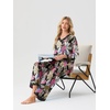 image:imagePrinStory Womens Pajamas Sets 2 Piece V Neck Pj Set with Lace TrimFpbig Leaf Pink