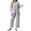 image:imagePrinStory Womens Pajamas Sets 2 Piece V Neck Pj Set with Lace TrimFppink Star
